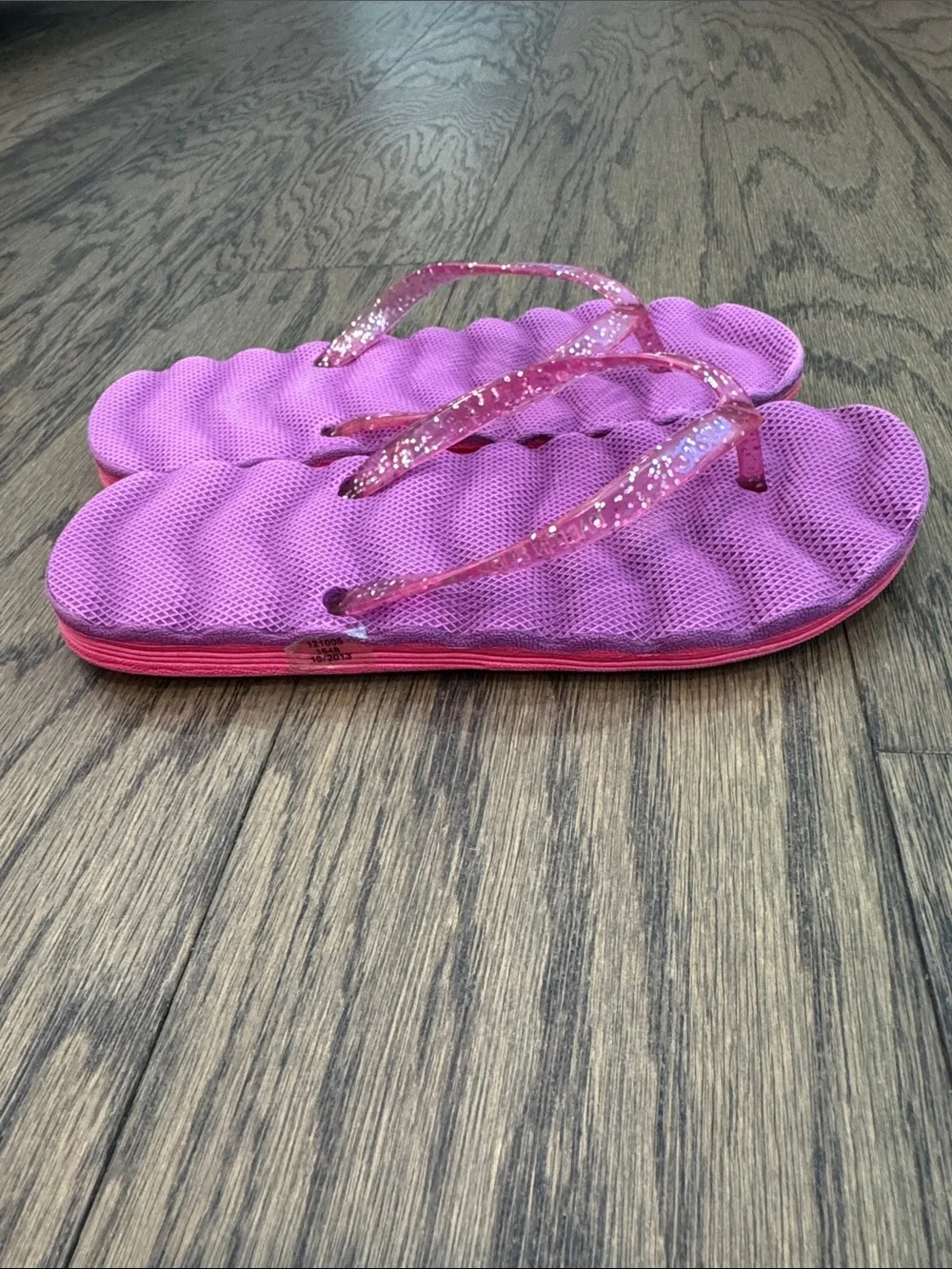 Purple Glitter Jelly Strap Flip Flops